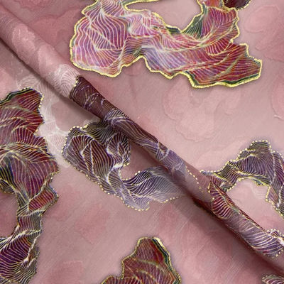 Muslim Custom Flower Plain 100%  Polyester Woven Fabric Pure Colour Chiffon Jacquard Fabric