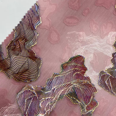 Muslim Custom Flower Plain 100%  Polyester Woven Fabric Pure Colour Chiffon Jacquard Fabric