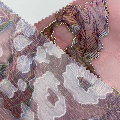 Muslim Custom Flower Plain 100%  Polyester Woven Fabric Pure Colour Chiffon Jacquard Fabric