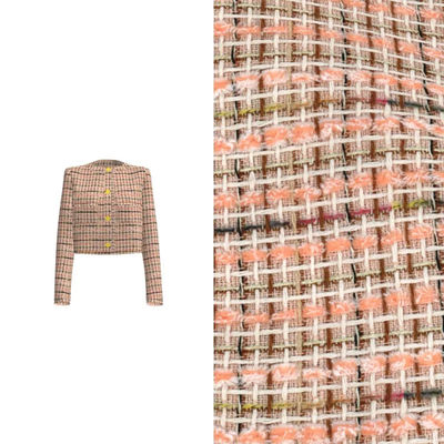 100% Polyester linen tweed fabric Colorful Rough Checks Faux Wool Tweed Fabric Black