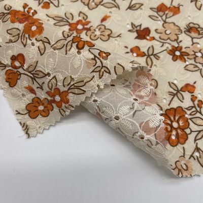 Printed Garment embroidered cotton net fabric Material MO4-LK010