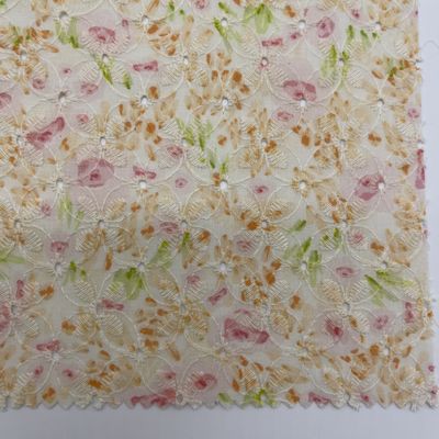 Printed Garment embroidered cotton net fabric Material MO4-LK010