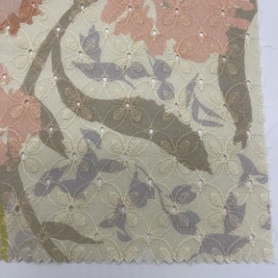 Printed Garment embroidered cotton net fabric Material MO4-LK010