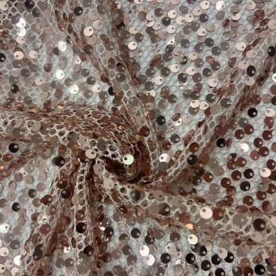 Sequins Embroidery Fabric 70% P 30% M Gold Color Used For Decorate Evening Dresses