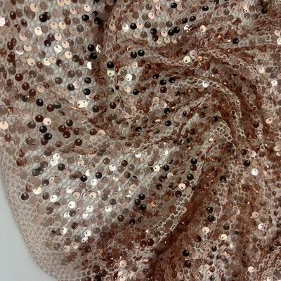Sequins Embroidery Fabric 70% P 30% M Gold Color Used For Decorate Evening Dresses