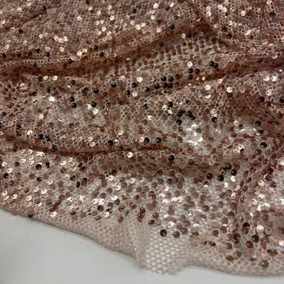 Sequins Embroidery Fabric 70% P 30% M Gold Color Used For Decorate Evening Dresses
