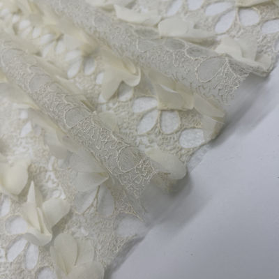 Popular Mesh Embroidered Fabric In Beige Moderate Weight Textile For Clothing