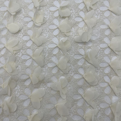 Popular Mesh Embroidered Fabric In Beige Moderate Weight Textile For Clothing