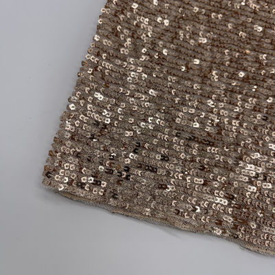 Sequins Embroidery Fabric 95% P 5% SP Gold Color For  Sequin Skirts