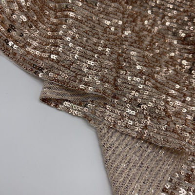 Sequins Embroidery Fabric 95% P 5% SP Gold Color For  Sequin Skirts