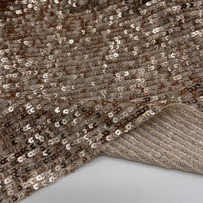 Sequins Embroidery Fabric 95% P 5% SP Gold Color For  Sequin Skirts