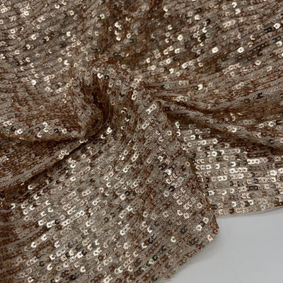 Sequins Embroidery Fabric 95% P 5% SP Gold Color For  Sequin Skirts