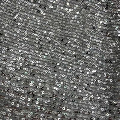 Fashion Sequins Embroidery Fabric 95% P 5% SP silver Color For  Sequin Skirts