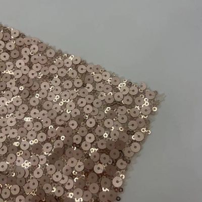Golden Mesh Sequins Embroidery Fabric 100% Polyester Good For Women Party Dresses