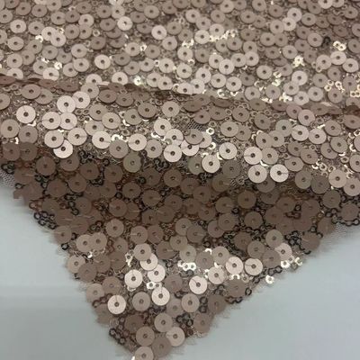 Golden Mesh Sequins Embroidery Fabric 100% Polyester Good For Women Party Dresses
