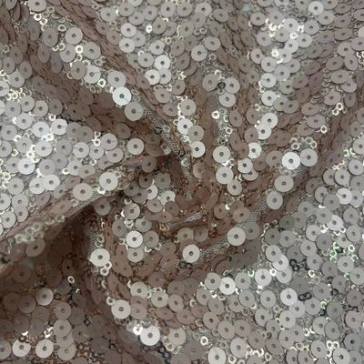Golden Mesh Sequins Embroidery Fabric 100% Polyester Good For Women Party Dresses