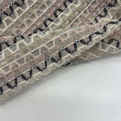Soft Mesh Embroidery Fabric 100% Polyester Unique For Women Garments And Bags