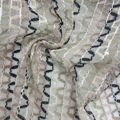 Soft Mesh Embroidery Fabric 100% Polyester Unique For Women Garments And Bags