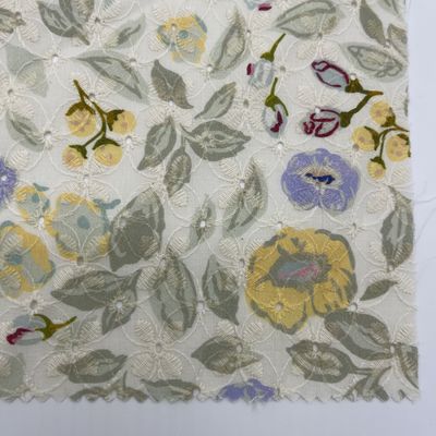 Printed Garment embroidered cotton net fabric Material MO4-LK010