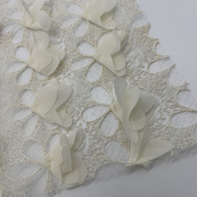 Popular Mesh Embroidered Fabric In Beige Moderate Weight Textile For Clothing